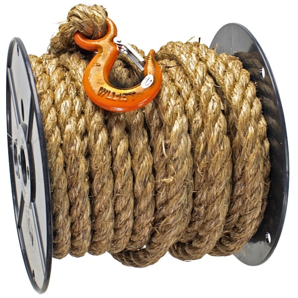 3/4 in X 60Ft Manila Rope With 9/16 in Snap Hook